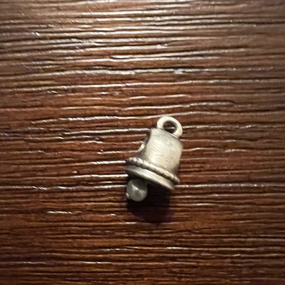 Authentic Pandora 925 ALE Silver Wedding Bell Charm With Pearl Dangle Retired
